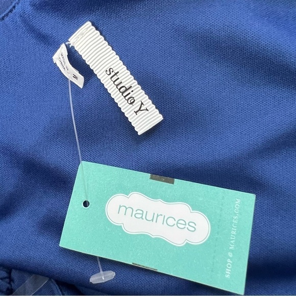 NWT Studio Y Women’s One Shoulder Dress Sz Medium Blue/Black Sequins Side Zipper - Picture 9 of 16